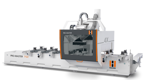 PRO-MASTER 7122 - 4-Achsen CNC Bearbeitungszentrum für die Holz- und Plattenbearbeitung 4-Achs CNC Bearbeitungszentrum von Holzher: Universeller Allrounder mit vier interpolierenden Achsen